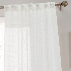 HLC.ME Emily Faux Linen Semi Sheer Light Filtering Back Tab Pocket Lightweight Window Curtains Drapery, 2 Panels - 1 of 4