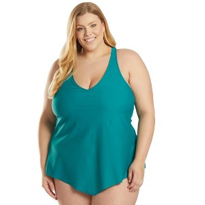 Sporti Plus Size Sofia Flowy Racerback Tankini Top - 1 of 4