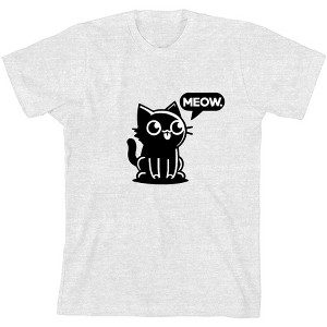 Black Chibi Cat Youth Crew Neck Short Sleeve Tee - 1 of 2