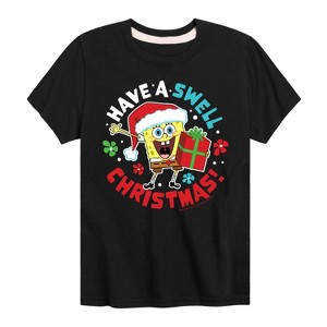 Boys' - SpongeBob SquarePants - Have A Swell Christmas Short Sleeve Graphic T-Shirt - 1 of 4