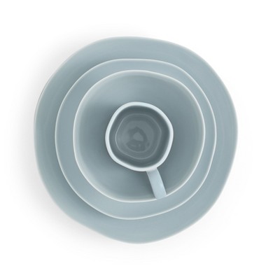 Robin's Egg and White Ceramic 4-Piece Place Setting