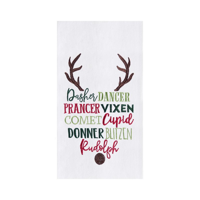 C&F Home Christmas Themed Reindeer Names Cotton Flour Sack Kitchen Dish Towel Decor Decoration 27L x 18W in., 1 of 5