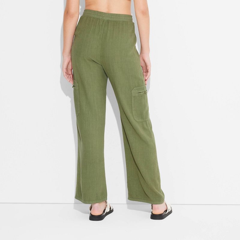 Women's Mid-Rise Wide Leg Vacation Cargo Pants - Wild Fable™, 4 of 5