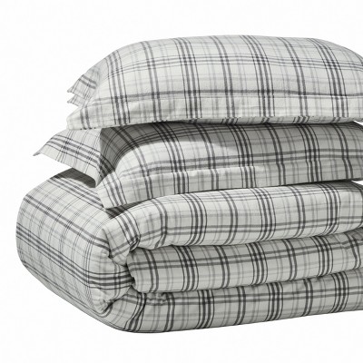 Plaid Flannel Cotton Classic Modern Farmhouse Duvet Cover Set by Blue Nile Mills