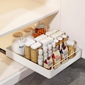Pull Out Cabinet Organizer Fixed With Adhesive Film, Heavy Duty Storage and Organization Slide Out Pantry Shelves Sliding Drawer Pantry Shelf - 1 of 4