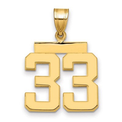 Black Bow Jewelry 14k Yellow Gold, Athletic Collection Medium Polished Number 33 Pendant