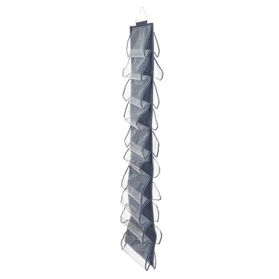Over-the-Door Cotton Blend and Plastic Shoe Organizer with 20 Storage Pockets, Denim
