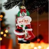 Kurt Adler Noble Gems Glass Ornament for Christmas Tree, Mr. and Mrs. Santa Under Mistletoe - 2 of 2