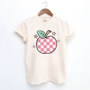 Simply Sage Market Women's Checkered Apple Stars Short Sleeve Garment Dyed Tee - 1 of 4