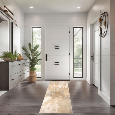 Reversible Gold Abstract Synthetic 25" Rectangular Rug