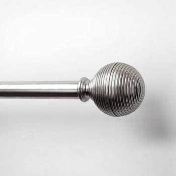36"-66" Decorative Drapery Single Rod Set with Lined Ball Finials Brushed Nickel - Lumi Home Furnishings
