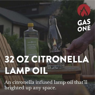 GasOne 32 oz Scented Cintronella Lamp Oil - Clear Paraffin Lamp Oil – Smokeless Indoor Ideal for Lamps, Lanterns, Tiki Torch