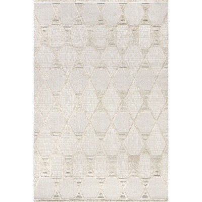 Nuloom Ezri Geometric Striped High-low Fringe Area Rug : Target