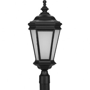 Progress Lighting Crawford 1-Light Outdoor Post Lantern in Textured Black with Etched Glass Shade - 1 of 1