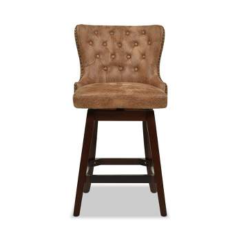 Jennifer Taylor Home Holmes 27" Tufted High-Back 360 Swivel Counter-Height Barstool