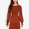 Anna-Kaci Women's Long Sleeve Smocked Maxi Dress with Tiered Skirt and Elegant Crew Neck Design for Stylish Casual Wear - 2 of 4