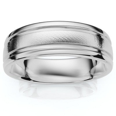 Pompeii3 Mens 14K White Gold 6mm Brushed Wedding Band Ring New