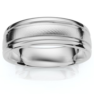 Pompeii3 Mens 14K White Gold 6mm Brushed Wedding Band Ring New - 1 of 4