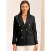 Allegra K Women's Work Office Notched Lapel Long Sleeve Double Breasted Blazer - image 2 of 4