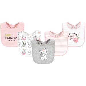 Hudson Baby Infant Girls Cotton Bibs, Girl Whimsical Dog, One Size - 1 of 4