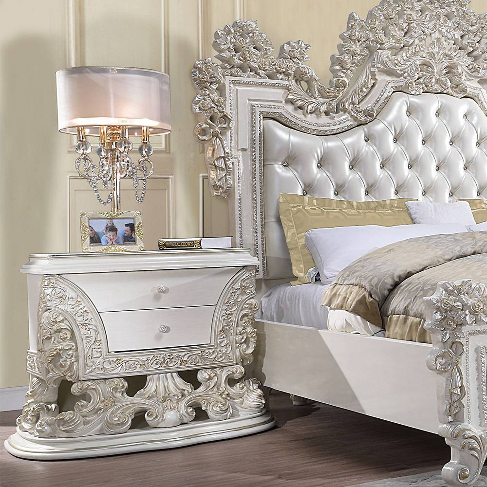 Photos - Bedroom Set 40" Adara Nightstand Antique White Finish - Acme Furniture