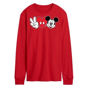 Men's - Disney - Peace Love Mickey Long Sleeve Graphic T-Shirt - 1 of 3