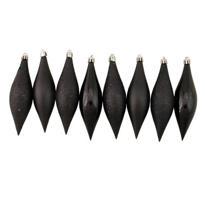 Northlight Shatterproof 4-Finish Finial Drop Christmas Ornaments - 5.5" - Jet Black - 8ct