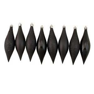 Northlight Shatterproof 4-Finish Finial Drop Christmas Ornaments - 5.5" - Jet Black - 8ct - 1 of 3