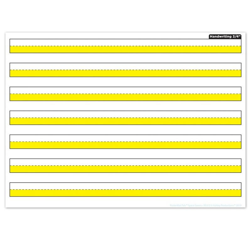 Ashley Productions® Smart Poly® PosterMat Pals™ Space Savers, 13" x 9-1/2", 3/4" Handwriting Highlighted Yellow, Pack of 10, 2 of 3