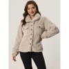 Allegra K Women's Fleece Winter Button Down Long Sleeve Soft Fuzzy Shaggy Teddy Jacket - 2 of 4