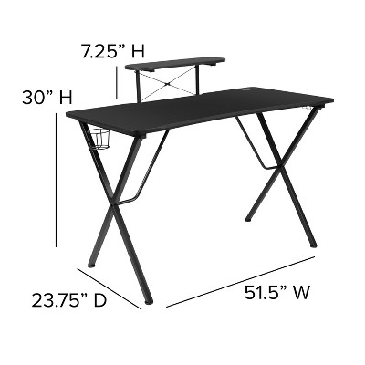 Adjustable Gray Wood Gaming Desk & Chair Set with Cup Holder and Headphone Hook