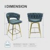 Leather Woven Bar Stool Set of 2, Legs Barstools, No Adjustable Kitchen Island Chairs, 360° Upholstered Counter Stool, Arm Chairs - 2 of 4