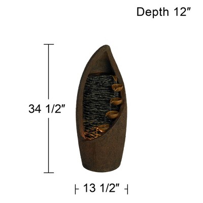 Modern Rustic Teardrop Cascade Outdoor Fountain with LED Light