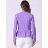 INSPIRE CHIC Women's Peplum Collarless Round Neck Button Down Cropped Ruffle Hem Denim Jackets - 4 of 4
