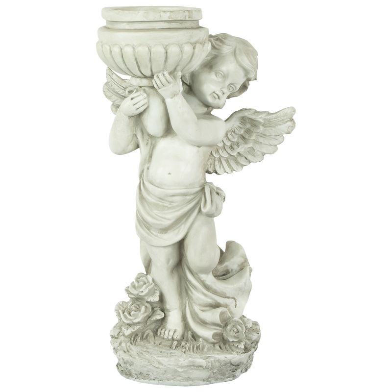 Northlight 17.5" Angel Cherub Holding a Birdbath Outdoor Garden Statue, 1 of 7