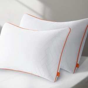 FONTOI 2 Pack Bed Pillow, Fluffy Pillows for Back, Stomach,Side Sleepers, All-Season Comfort for Standard Size, White, 19.7"*5"*25.6" - 1 of 4