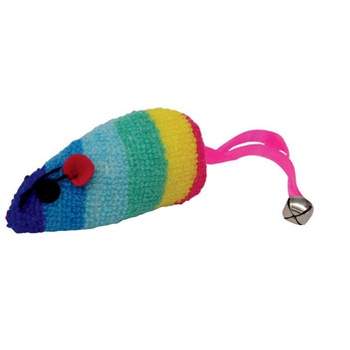 Scruffys Multicolored Fleece Rainbow Mouse Catnip Toy Large 1 pk