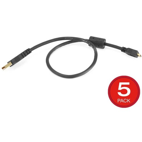 fjerne evaluerbare Afsky Monoprice Usb-a To Micro B 2.0 Cable - 1.5 Feet - Black (5-pack) 5-pin,  28/24awg, Gold Plated, With Single Ferrite Core : Target