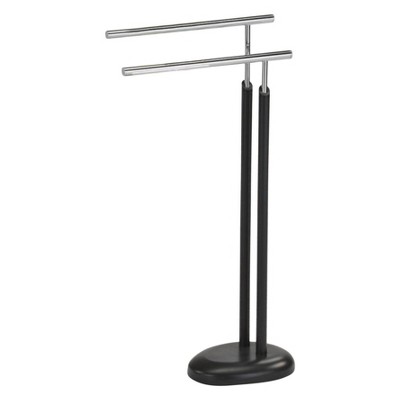 Chrome and Dark Gray Freestanding 2-Bar Towel Rack