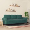 vidaXL 3-Seater Velvet Sofa with Thickly Padded Seats - Dark Green Sofa for Living Room, Lounge, Office with Sturdy Metal Frame - 2 of 4