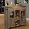 Foldable Kitchen Island Cart with Wheels, 2 Glass Doors, Spice Rack & Towel Holder – Compact Mobile Storage Cart for Small Kitchen - 4 of 4
