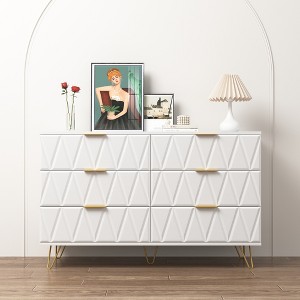 CIPACHO White Modern 6 Drawer Dresser with Gold Handle Leg Wood Furniture for Bedroom Living Room TV - 1 of 4