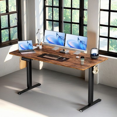 ROOMTEC Electric Standing Computer Desk, Adjustable Height Stand Up Desk with LED Display, Ergonomic Gaming Desk for Home Office