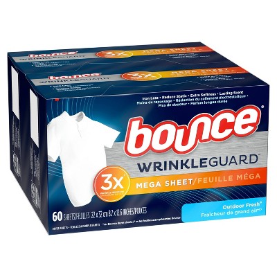 Bounce Wrinkleguard Mega Dryer Sheets Fabric Softener And Wrinkle