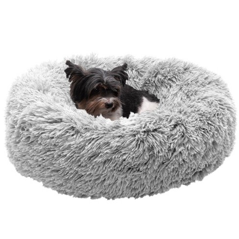 Furhaven Calming Cuddler Long Fur Donut Dog Bed - Small, Mist Gray : Target