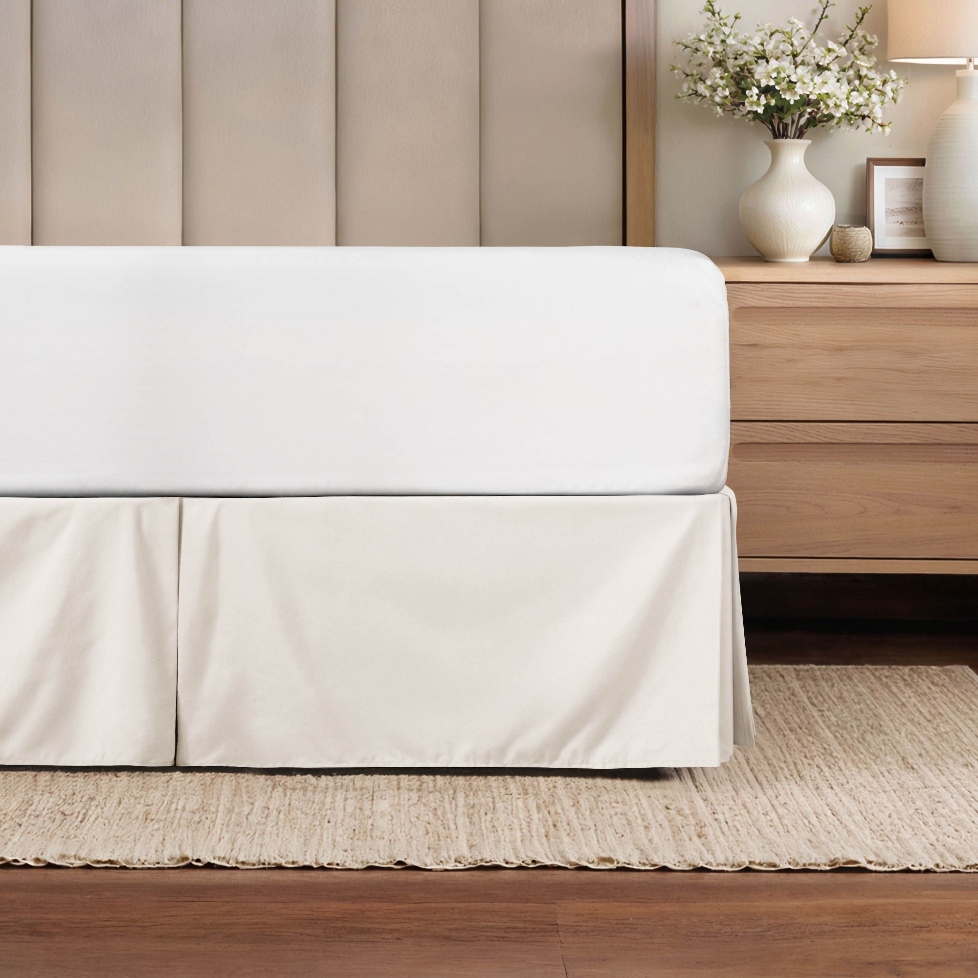 Premium Pleated Dust Ruffle Bed Skirt - Becky Cameron, Ivory, King