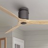 52" Casa Vieja Modern Indoor 3 Blade Hugger Ceiling Fan with Remote Control Matte Black Natural Solid Wood for Living Room Kitchen - 2 of 4