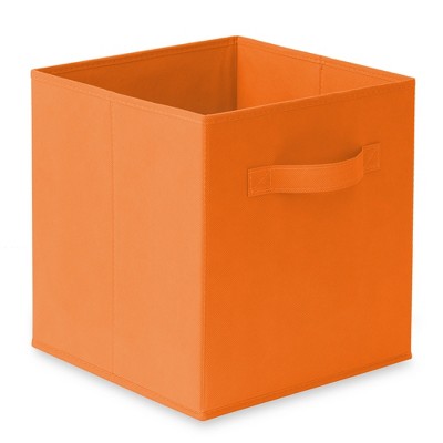 Orange Fabric Collapsible Cube Storage Bins, Set of 6