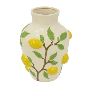 AZL1 Life Concept Decorative Vases, Ceramic Vase with Fruit Motifs for Kitchen and Dining Table Centerpiece, White, 9"*9"*12.5" - 1 of 4