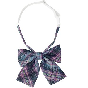 INSPIRE CHIC Women's Pre-tied Plaid Adjustable Elastic Band Casual Bow Ties - 1 of 4